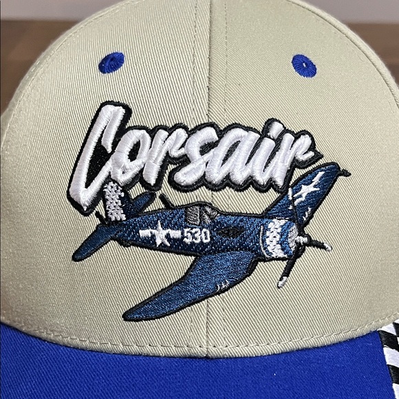 Corsair 530 Bent Wing Bird Military Embroidered Adjustable Cap - Picture 3 of 12